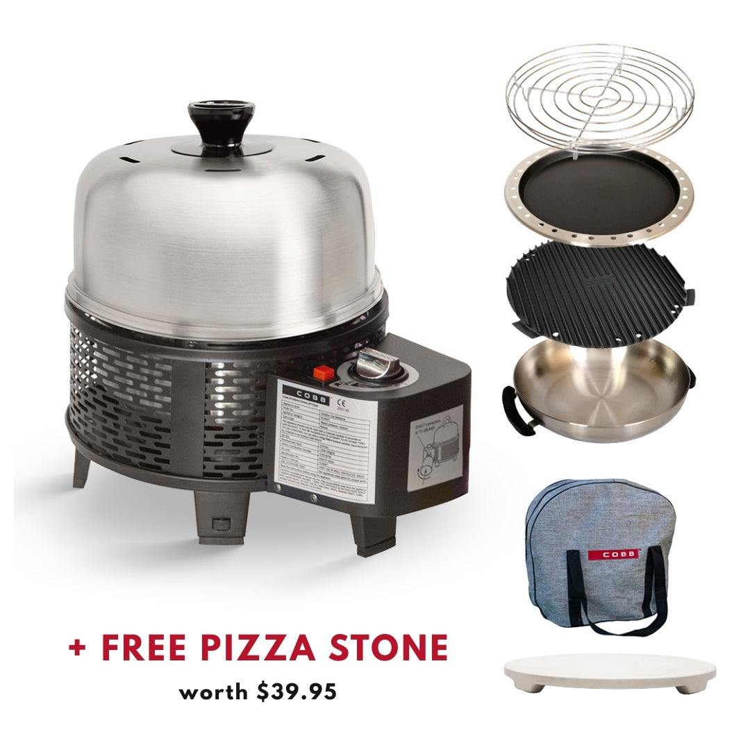 COBB Grill Black Gas Bundle with Pizza Stone